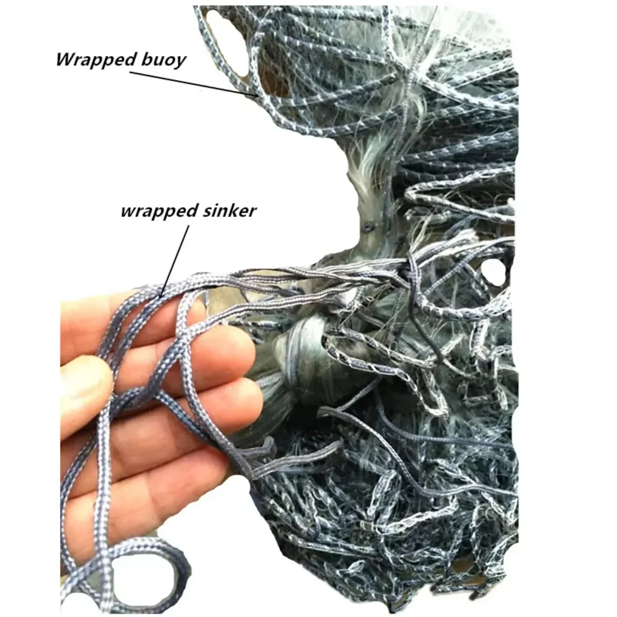 Boya De cuerda envuelta De rejilla De Finlandia y red De enmalle De plomo Red De Pesca De una sola capa Correa De Pesca H1.8m L30m malla 2,5 cm-6cm
