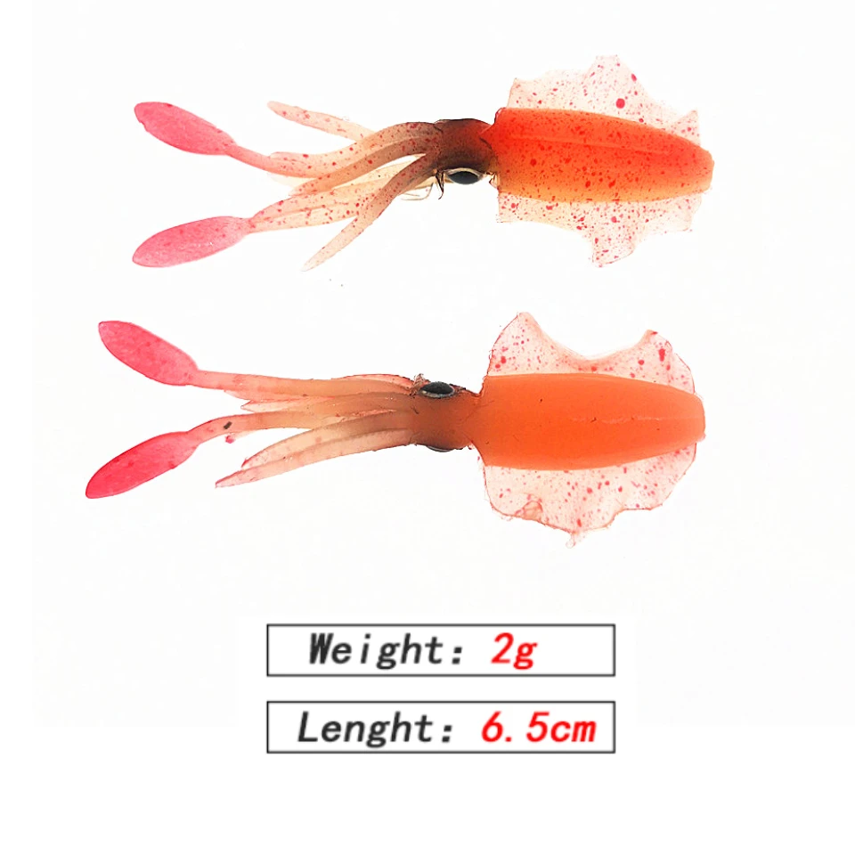 MUKUN 4 piezas 2g 6,5 CM plantilla de calamar luminosa pesca de calamar suave señuelo de curricán para pesca en el mar barco pesca Wobblers cebo Rockfishing - imagen 3