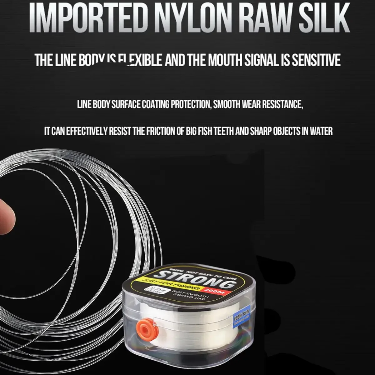 Líneas de pesca de nailon transparente de 200m de Japón para agua salada, cordón de nailon de agua dulce, alambre de pesca monofilamento fuerte de fluorocarbono - imagen 4