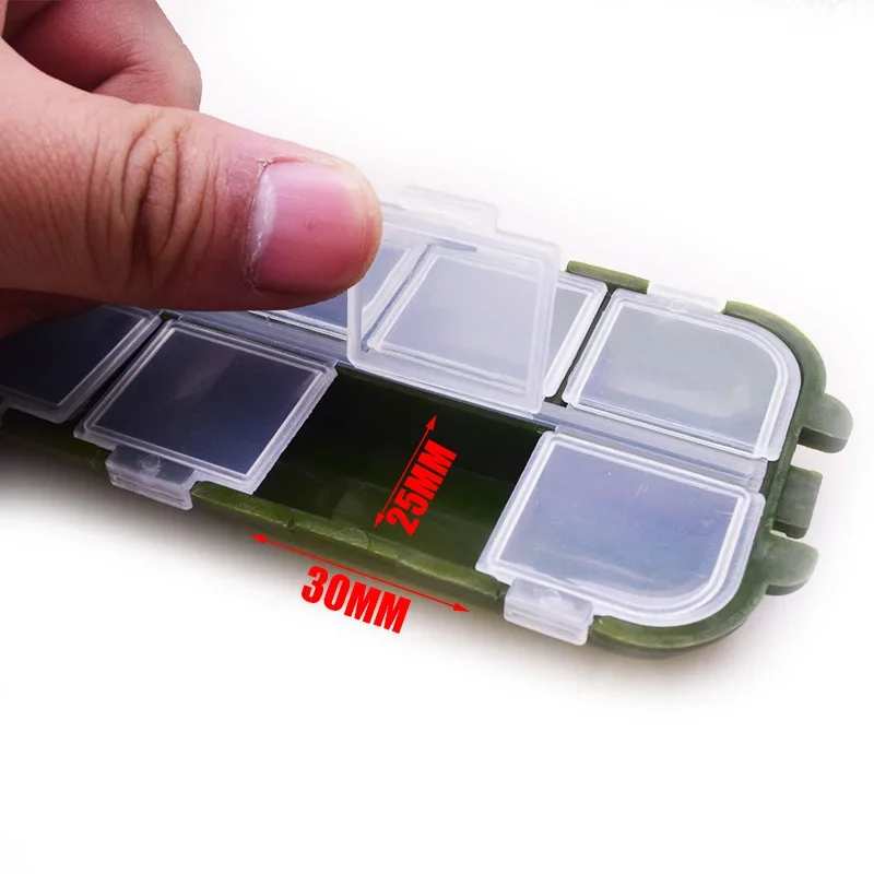 Caja de almacenamiento de 10 compartimentos, señuelo de pesca de plástico, cuchara, anzuelo, caja de aparejos de cebo, accesorios pequeños, tijeras, caja cuadrada para anzuelos - imagen 2