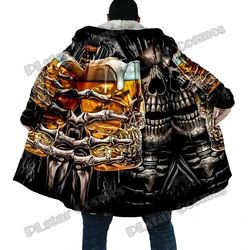 Capa invernal DP51 con capucha y estampado calavera 3D – Lana gruesa