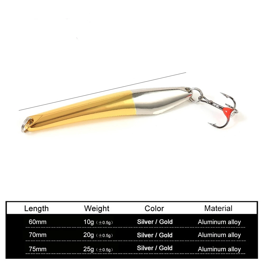 FISH KING-señuelo de pesca en hielo de invierno, 10g, 20g, 25g, plantillas verticales, cuchara de Metal, señuelo duro con anzuelo triple para pescar y Lucio - imagen 2