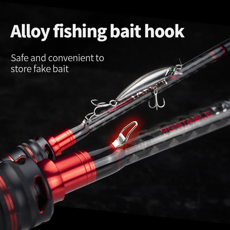 LINNHUE-caña de pescar de 1,68 m, 1,8 M, 2,1 M, 2,4 m, 2/3 secciones UL, M ML, giratoria de fibra de carbono, para Baitcasting, cubierta de varilla de regalo - imagen 5