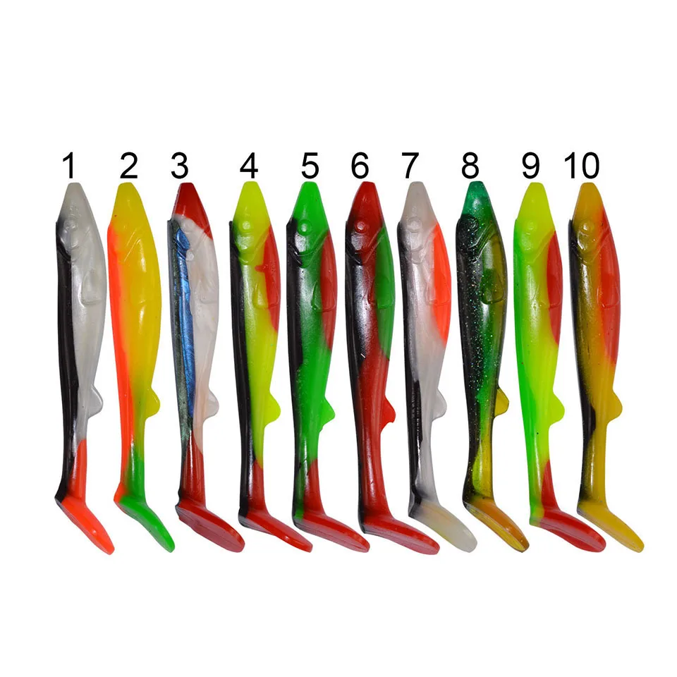 WALK FISH-señuelo de pesca suave de 3 unids/lote, 100MM/8,4G, cola en T de silicona Artificial de colores, cebo de natación, pargo, carpa, lubina - imagen 2
