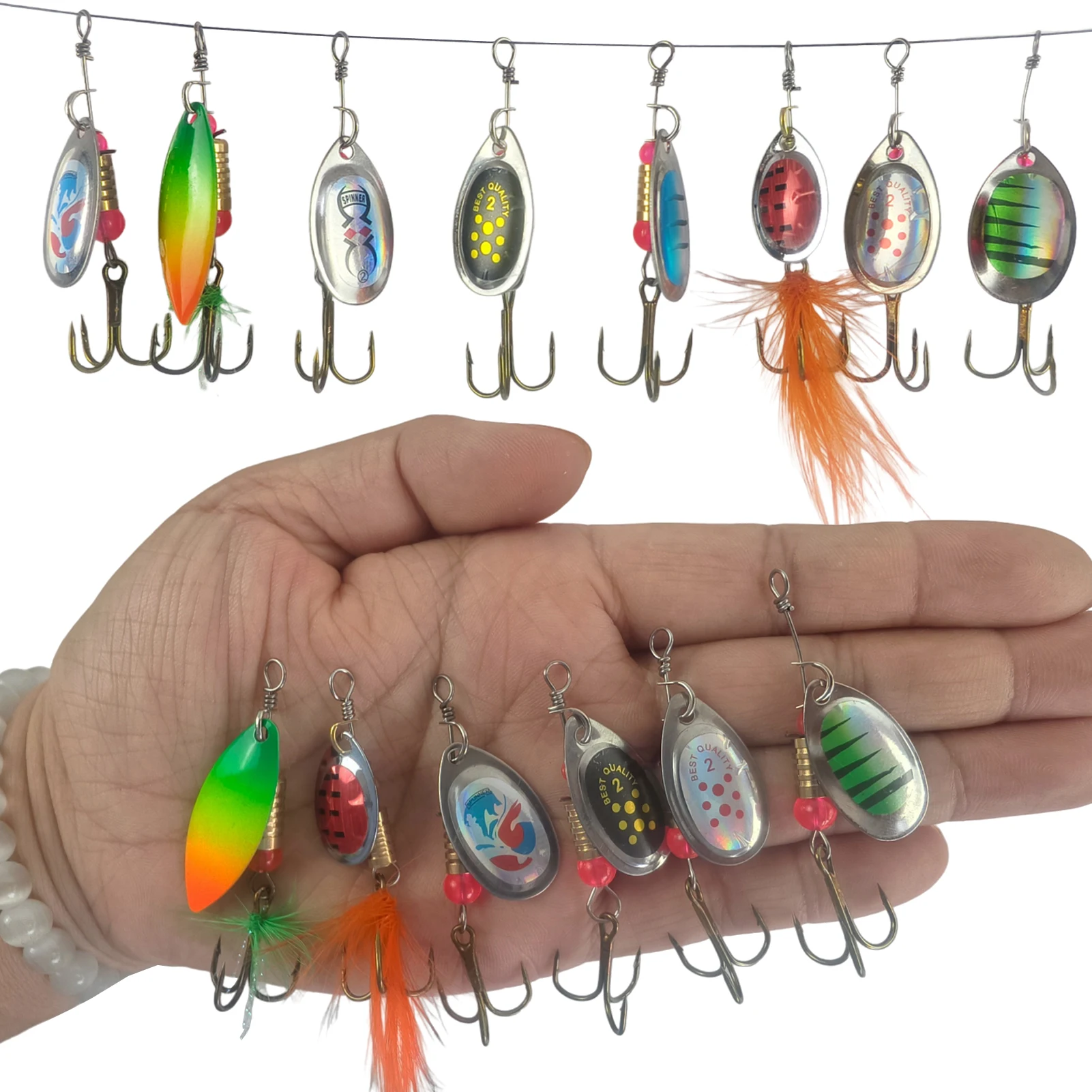 FREE FISHER Señuelos giratorios de lentejuelas con estuche EVA - imagen 4