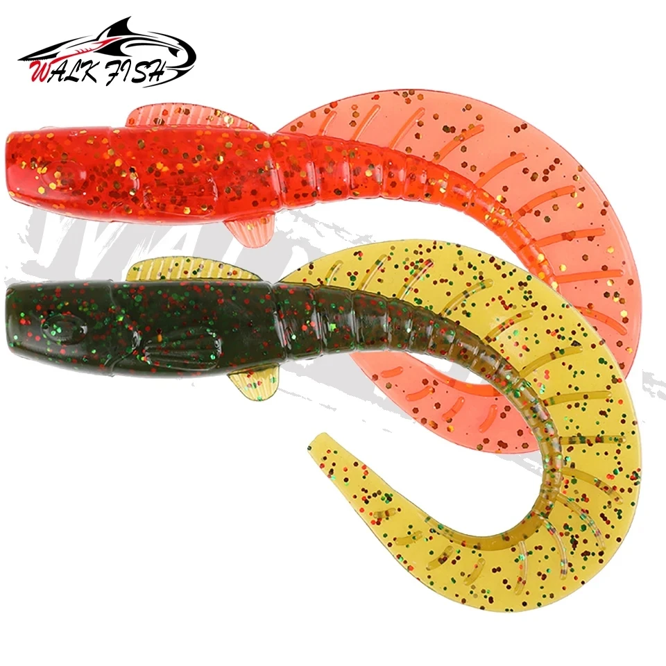 WALK FISH-señuelos de gusanos de cola larga realistas, cebo suave de silicona Artificial, Lucio, señuelo de pesca Wobbler, 11cm, 13g, 3 uds. - imagen 5