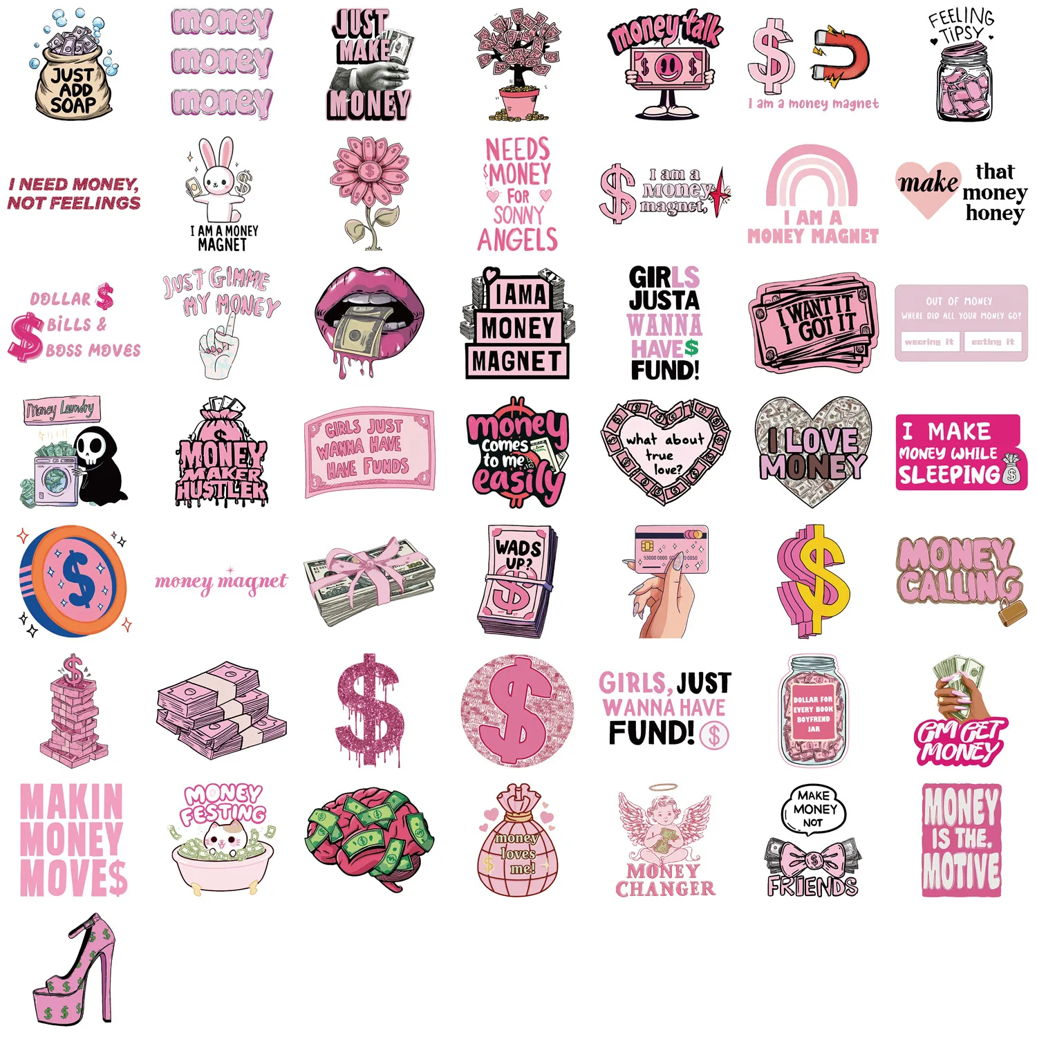 Pegatinas Grafiti Dinero Rosa Impermeables – Decoración Multisuperficie - imagen 3