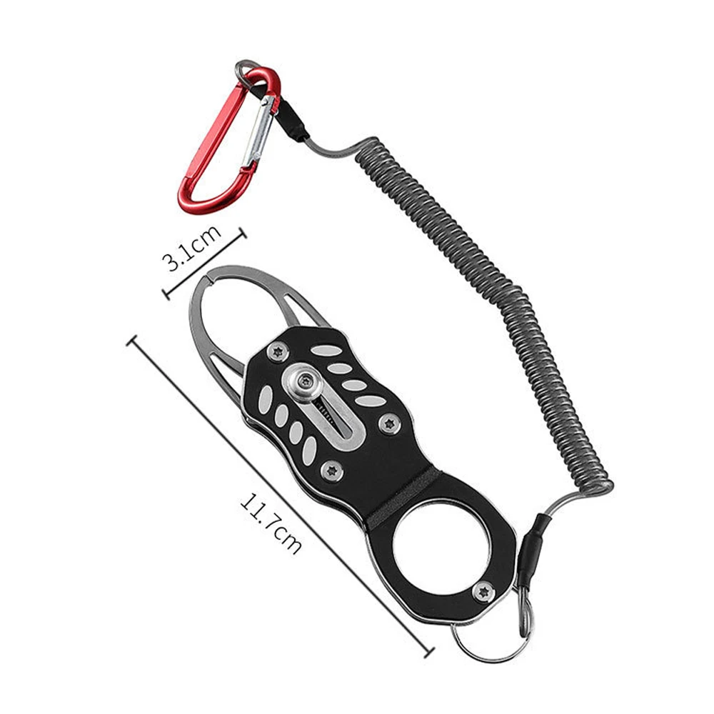 Agarre de pescado, bloqueo portátil, aparejos de pesca, herramienta de Clip de labio, pinza plegable de aleación de aluminio, cuerda de retención de peso ultraligera para exteriores - imagen 2