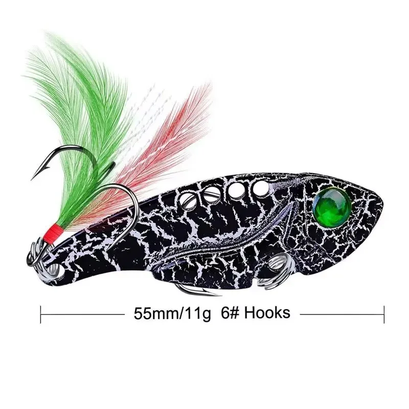 Señuelos de 11g, Spinner de cola de agua dulce, cuchara de vibración con gancho, cebo giratorio para trucha, lentejuelas giratorias, cebo wobbler para pesca en el mar, 1 Uds.