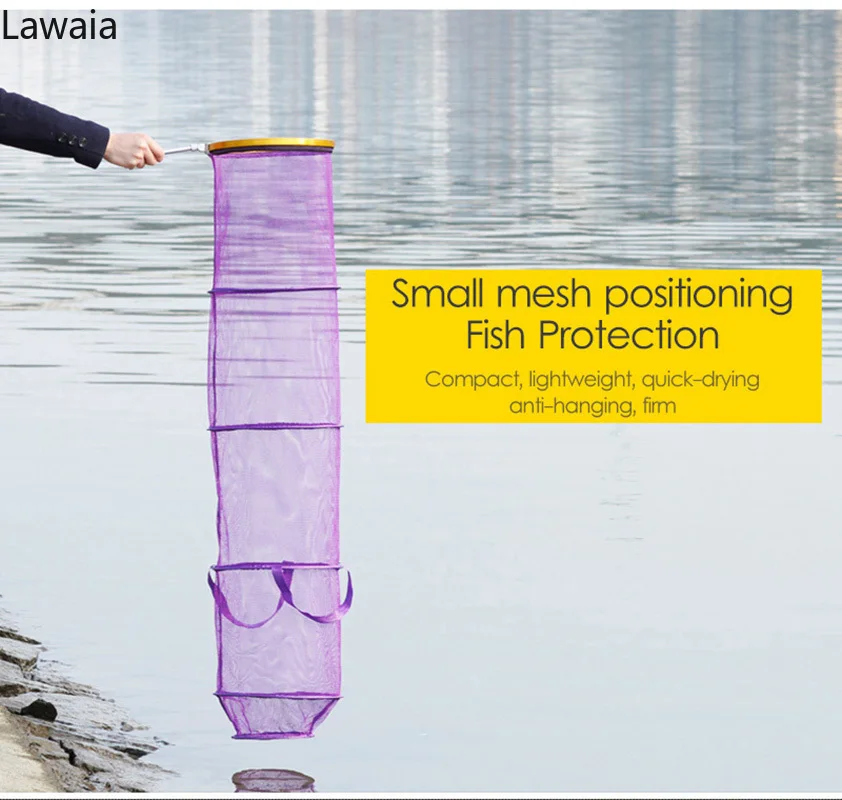 Red de pesca de secado rápido, jaula para camarones con bolsa, trampa de pesca, profundidad de 110cm/135cm, trampas plegables para crayones, herramienta de pesca de carpa - imagen 3