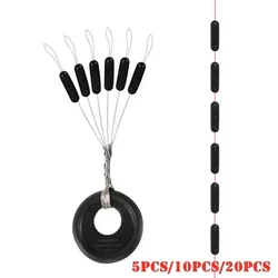 Tapón de goma negro cilíndrico M 6 en 1, flotador de pesca, tapón de frijol espacial, tapones de línea Folat, paradas de Bobber, Bobber de pesca