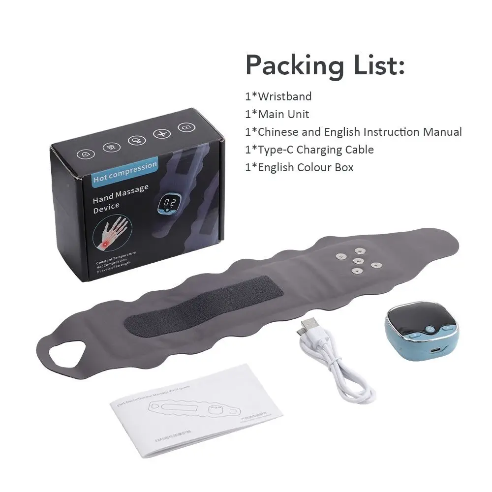 5 modos de masaje Masajeador de muñeca 3 en 1 Alivio rápido de la fatiga 9 niveles de intensidad Masajeador de mano de muñeca Portátil de larga duración