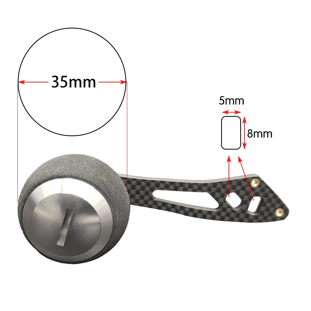 Mango de carrete de pesca de fibra de carbono con perilla EVA para carrete de Baitcasting, accesorios de pesca, mango de carrete ligero para pesca en el mar - imagen 5