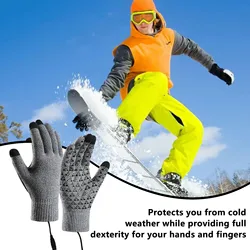 Guantes calefactores de invierno para hombres y mujeres, guantes deportivos portátiles con carga USB, ciclismo, Camping, esquí, manoplas cálidas a prueba de viento
