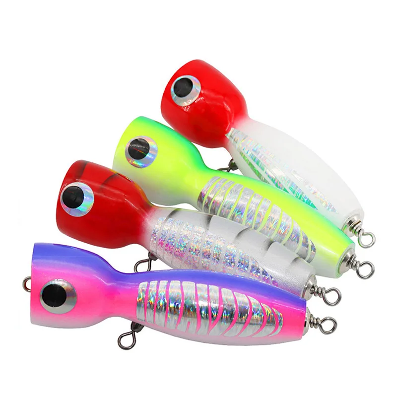 80g 150mm superficie personalizada Popping gt cebo de pesca popper de madera señuelos de pesca de agua salada señuelos de atún curricán - imagen 5