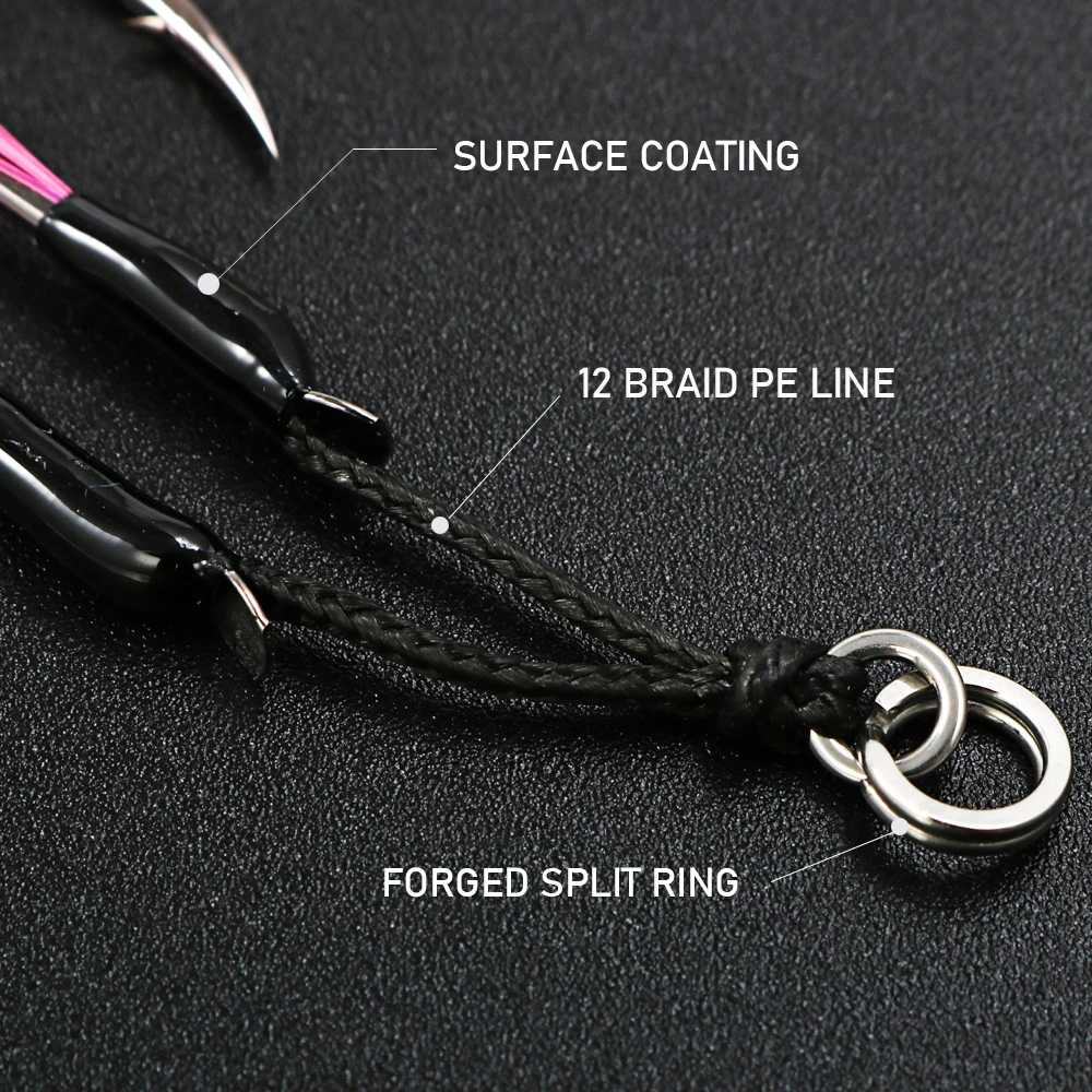 JIGGING PRO 10 #   12 #   14 #   16 #   Gancho de doble asistencia para ganchos gemelos Micro Jig Light Jigging BKK Iseama - imagen 5