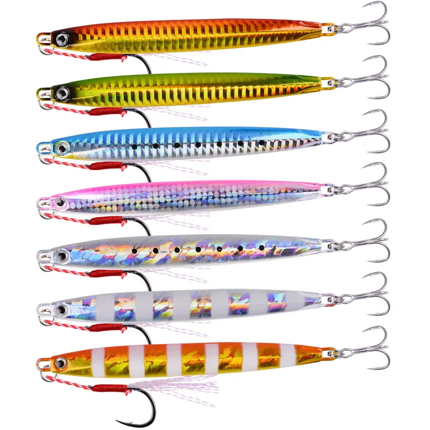 20 piezas juego de plantilla de Metal fundido, cuchara 10G 20G 30G 40G 60G Shore Casting Jigging Fish Sea Bass, señuelo de pesca, aparejos de cebo Artificial - imagen 5