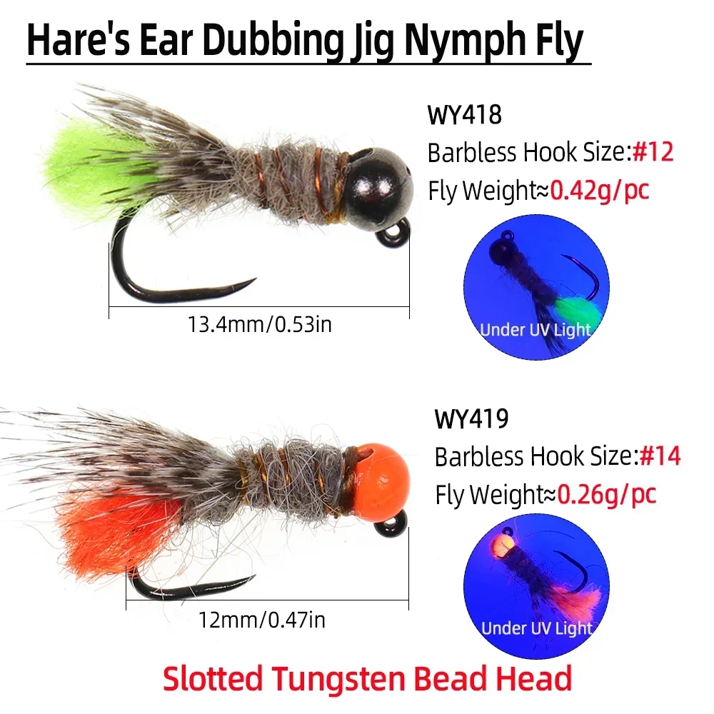 Wifreo 5 uds/6 uds cuentas de tungsteno oreja de liebre doblaje plantilla Ninfa mosca Offset cabeza de cuentas de tungsteno Perdigon Ninfa sin púas Universidad europea húmeda - imagen 4