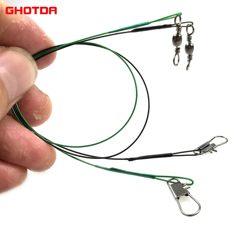 GHOTDA-cable de acero para pesca, 60 piezas, prueba de 13kg, antimordedura, con broche giratorio, equipo de pesca de carpa - imagen 3
