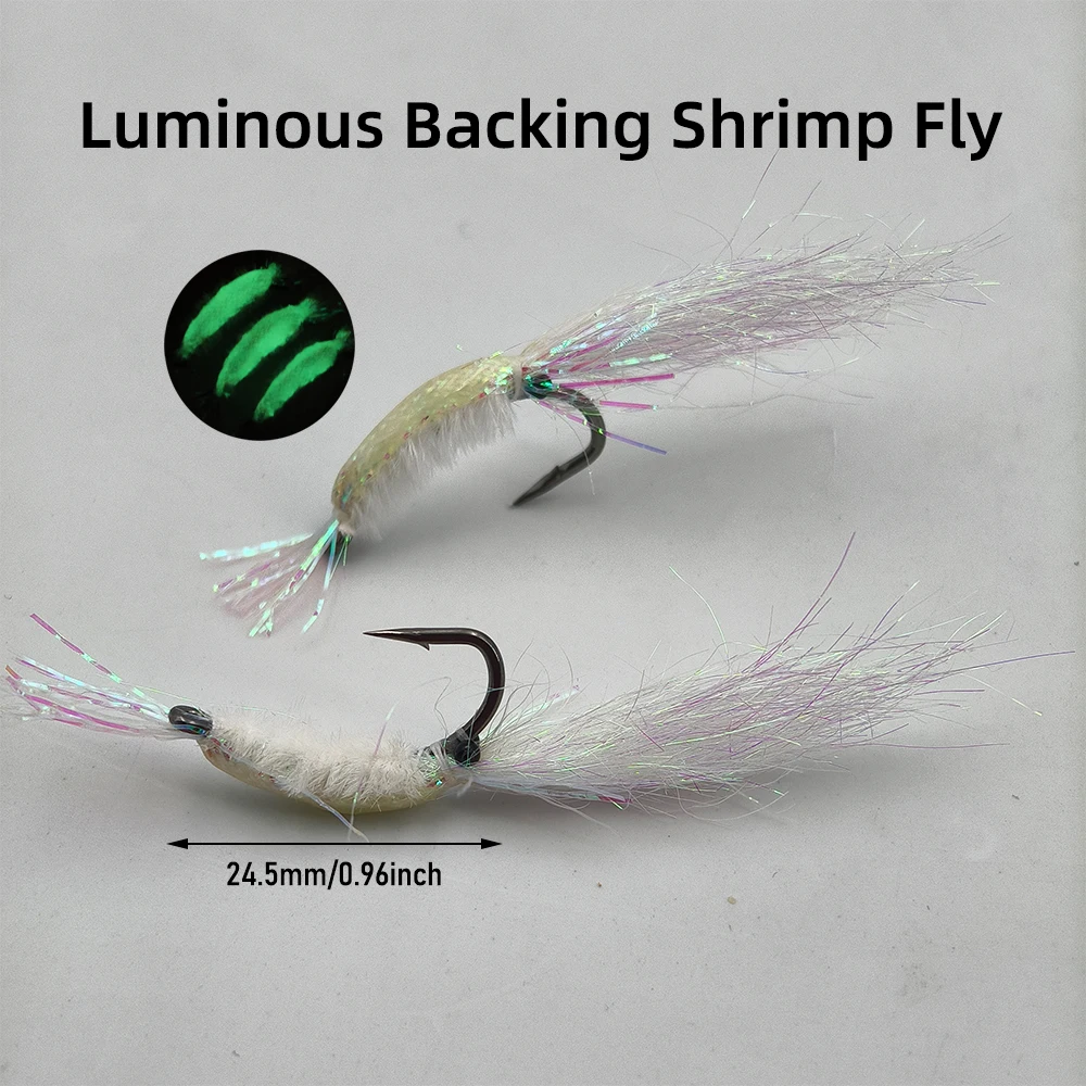 6 unids/caja Flash respaldo naranja camarón mosca/blanco perla ala de hielo luminoso camarón pesca en agua salada mosca trucha lubina señuelo cebo - imagen 4