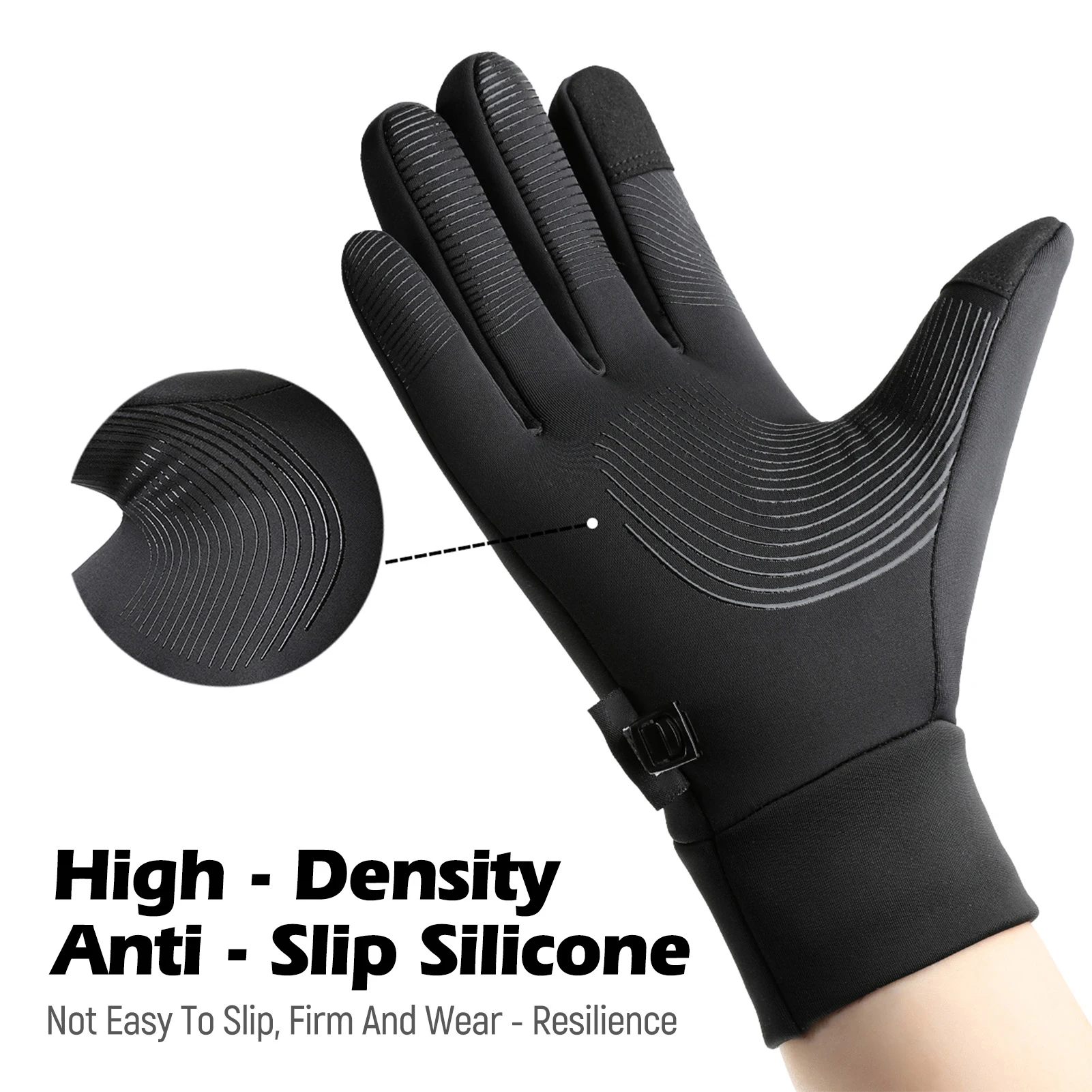 Guantes para correr de montaña para hombre, guantes de invierno con pantalla táctil, cálidos, antideslizantes, a prueba de viento, resistentes a la lluvia, para deportes de equitación - imagen 4