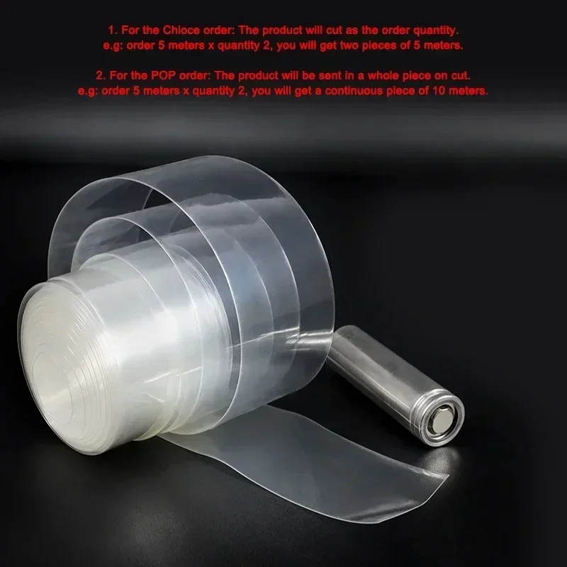 Paquete de batería de tubo termorretráctil de PVC 18650, ancho transparente 29,5mm ~ 300mm, película de protección aislada, funda de litio, funda de Cable - imagen 4