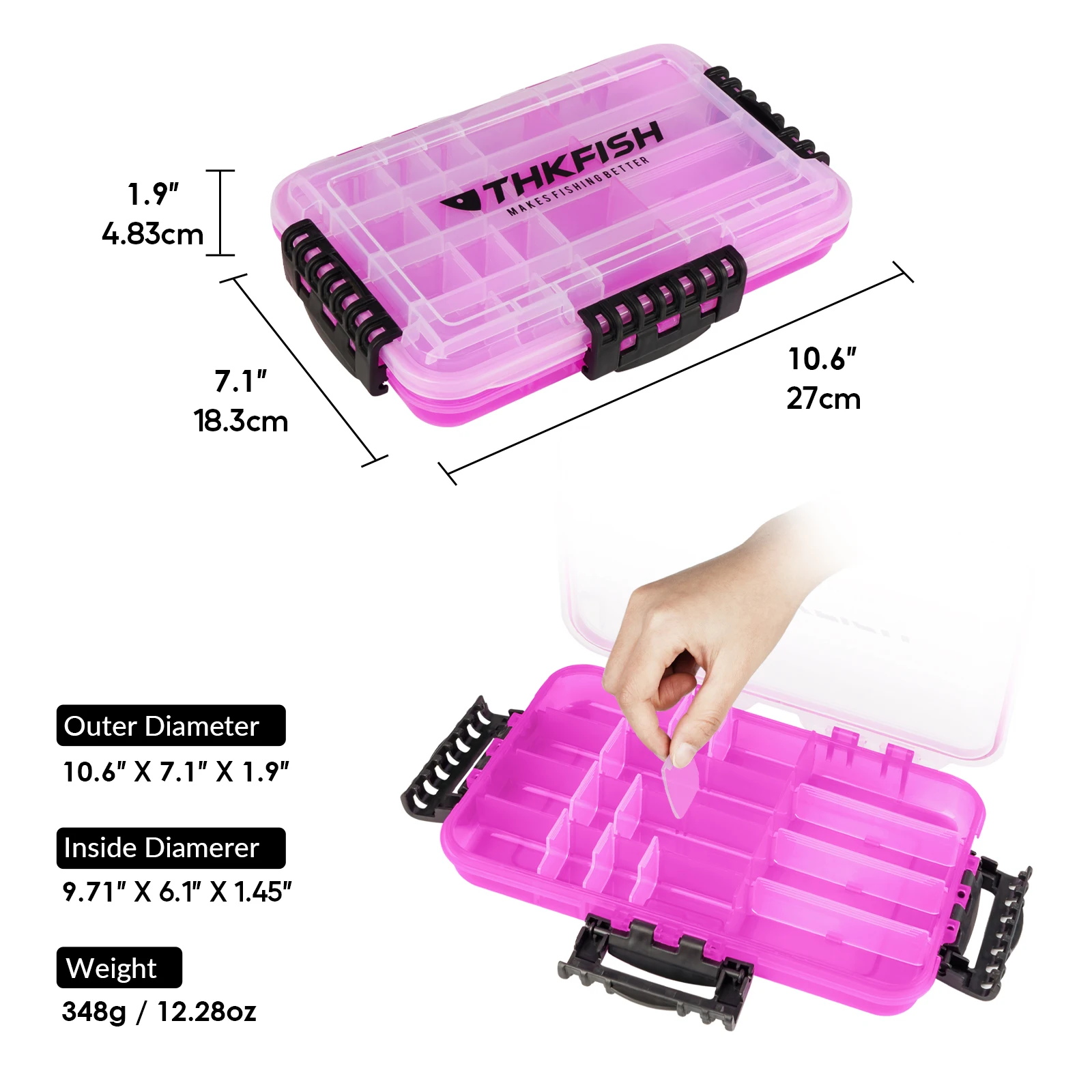 Cajas de aparejos de pesca de gran capacidad, almacenamiento impermeable, sellado por gravedad fuerte, espacio ajustable, accesorios de pesca, 2 piezas - imagen 3