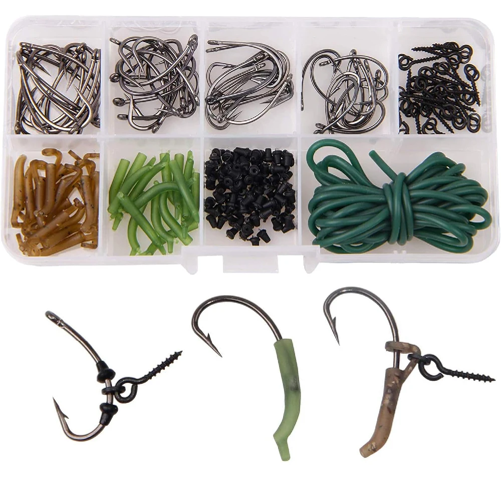 Kit de aparejos de pesca de carpa, anzuelos de pesca de carpa, mangas de tubo suave, alineador de línea, cebo Boilie de carpa, gancho de tornillo, aparejos terminales, 121 Uds. - imagen 5