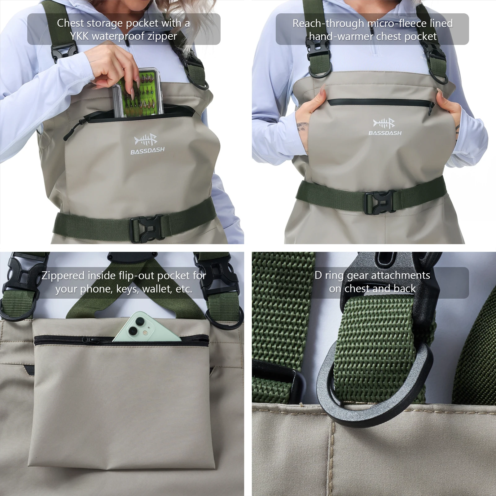 Bassdash-Botas de pesca impermeables para mujer, medias transpirables, ligeras, para el pecho - imagen 5