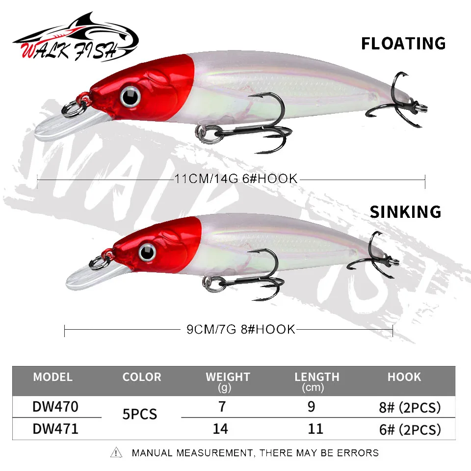 WALK FISH-Cebo duro para pececillos, señuelo de pesca que se hunde, 14g, flotante, Artificial, Noisy, Swimbait, aparejos de pesca de lubina, 1 ud. - imagen 2