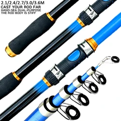 Caña de pescar SEA CARP, cola suave pequeña, telescópica de largo alcance, 2,1 m/2,4 m/2,7 m/3m/3,6 m, aparejos de caña de pescar giratorios de acción rápida