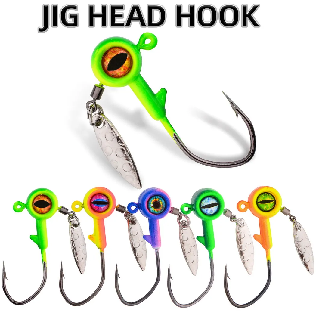 50 Uds anzuelo de pesca con cabeza de anzuelo 1,75g 3,5g 5g 7g 10g anzuelo de ojo grande con hoja anzuelo sin malezas para pesca de gusanos blandos - imagen 4