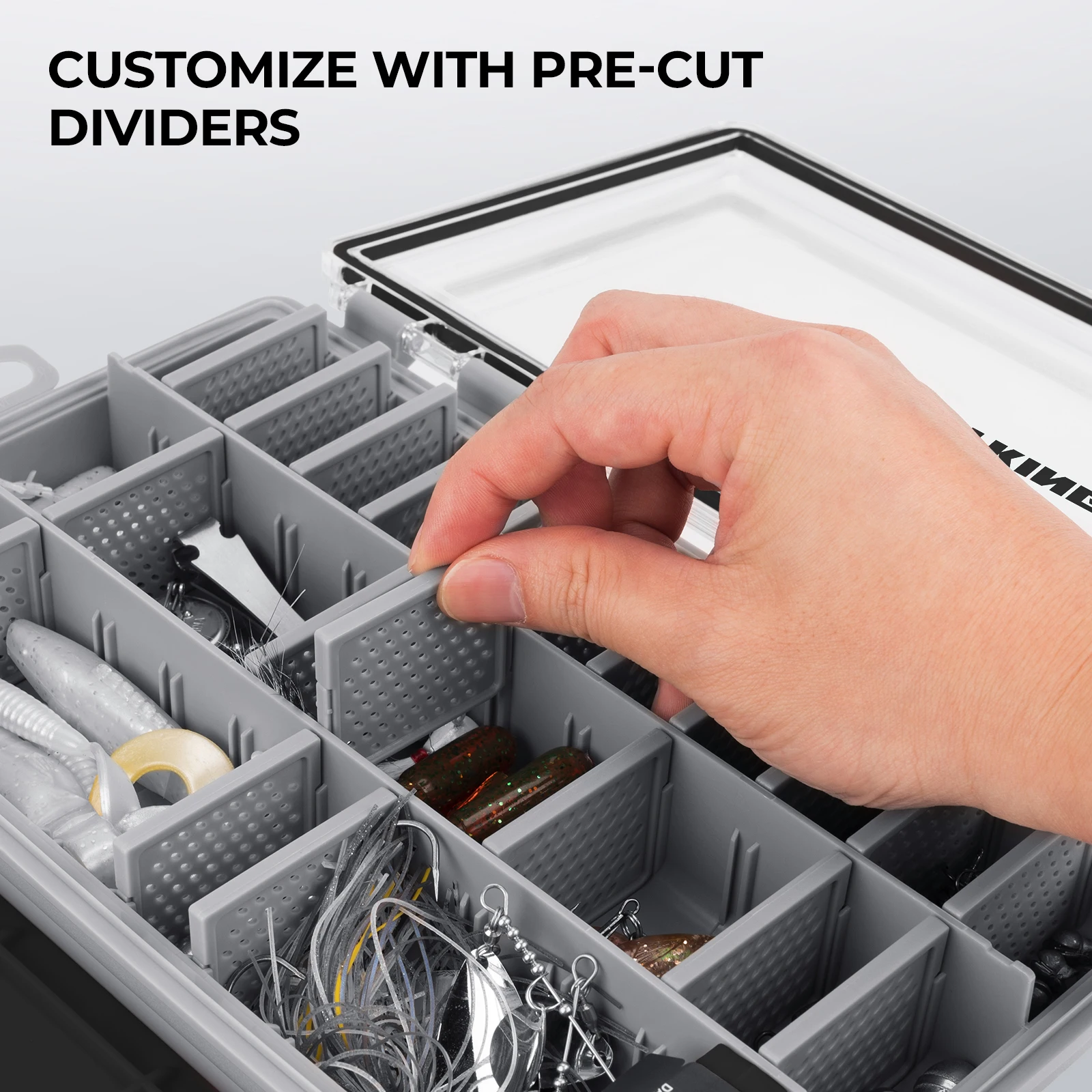 KastKing HyperSeal Caja de señuelos de aparejos impermeable 3600 y 3700 bandejas de aparejos organizador de cajas de aparejos de pesca con divisores extraíbles - imagen 2