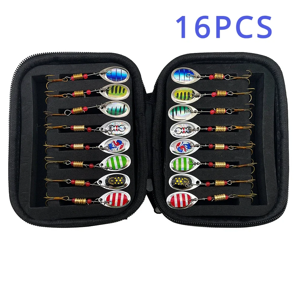 Spinner giratorio de 3g para Lucio, salmón, pesca en el mar, Wobbler, Trolling, superficie dura, señuelo Topwater, Jig Spinner, Kit de cebo con caja de aparejos - imagen 5