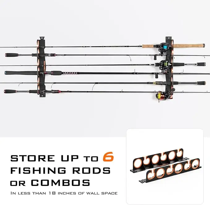 Soporte para caña de pescar KastKing SafeGuard para garaje, estante para caña de pescar montado en la pared o en el techo, organizador de almacenamiento, soporte para caña de pescar - imagen 2