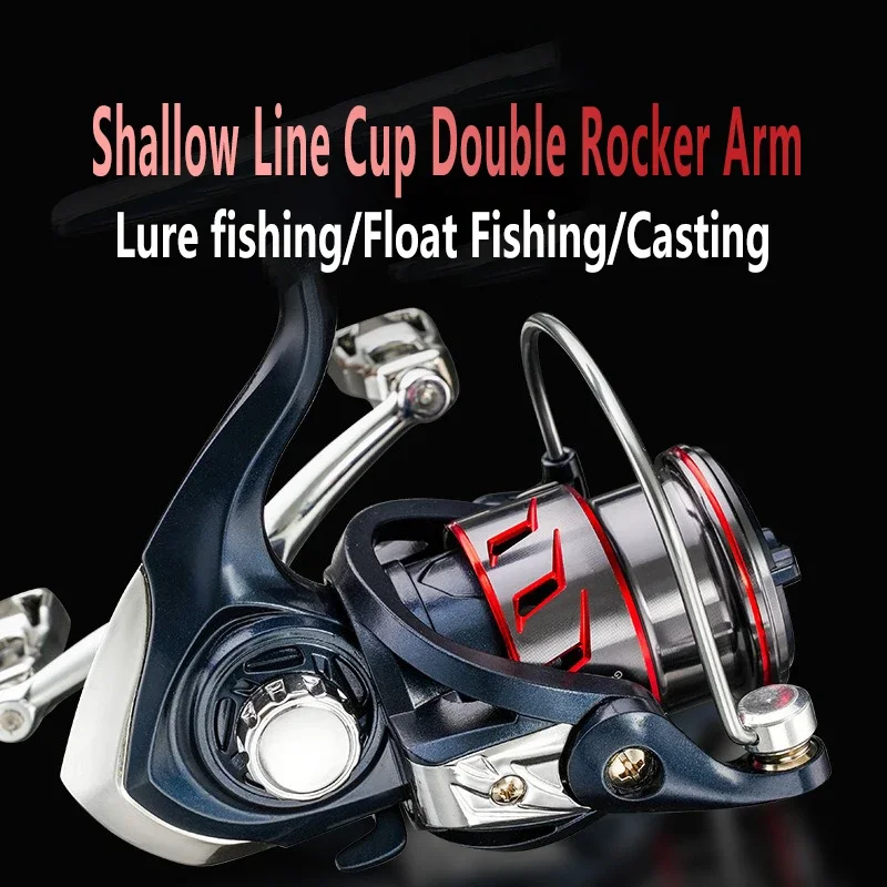 Carrete giratorio Mavllos Flamingos Bass, arrastre de 8KG, relación de velocidad 5,2: 1, carrete ligero poco profundo, doble brazo basculante, carrete de pesca de carpa - imagen 3