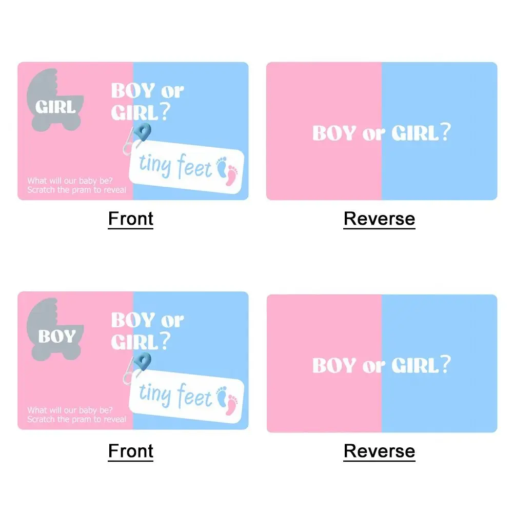Tarjetas de juego de revelación sexual para niña o niño, tarjetas de juego secreto para Baby Shower, fiesta de cumpleaños de papel, accesorios de juego de cartas secretas para bebé - imagen 2