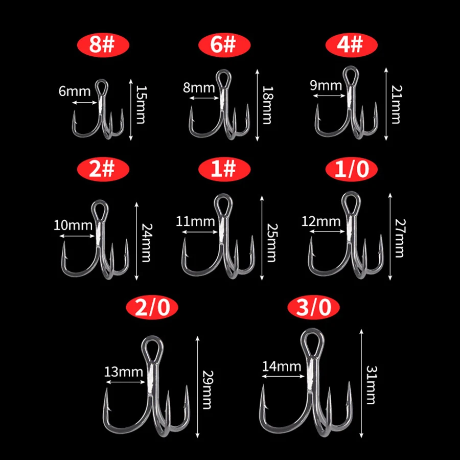 6X Fishing Treble Hooks 50Pcs Barbed Sharp Triple Sea Fishing Hooks Hard Lures for Freshwater Saltwater Fishing Accessories - imagen 3