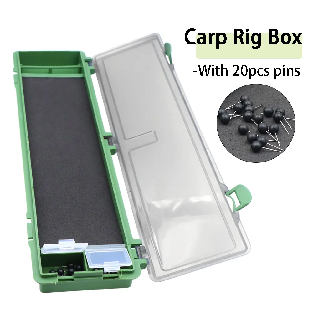 Caja de aparejos de pesca de carpa, tablero de aparejo de pelo rígido con pines, aparejo de pelo, caja giratoria, billetera, caja de almacenamiento, equipo de accesorios de pesca