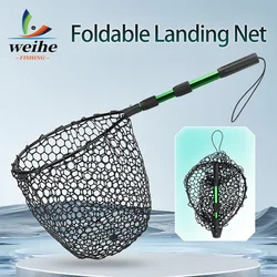WEIHE 1 Uds red plegable 16 #   Varilla de red de aleación de aluminio, red de silicona de bolsillo, red telescópica