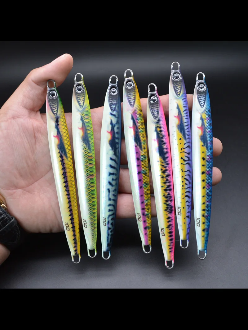 D1 señuelo de pesca de plantilla de Metal impreso en 3D, Jigging Trolling, 40g/60g/80g/100g, cebo duro UV luminoso, aparejos de agua salada - imagen 4