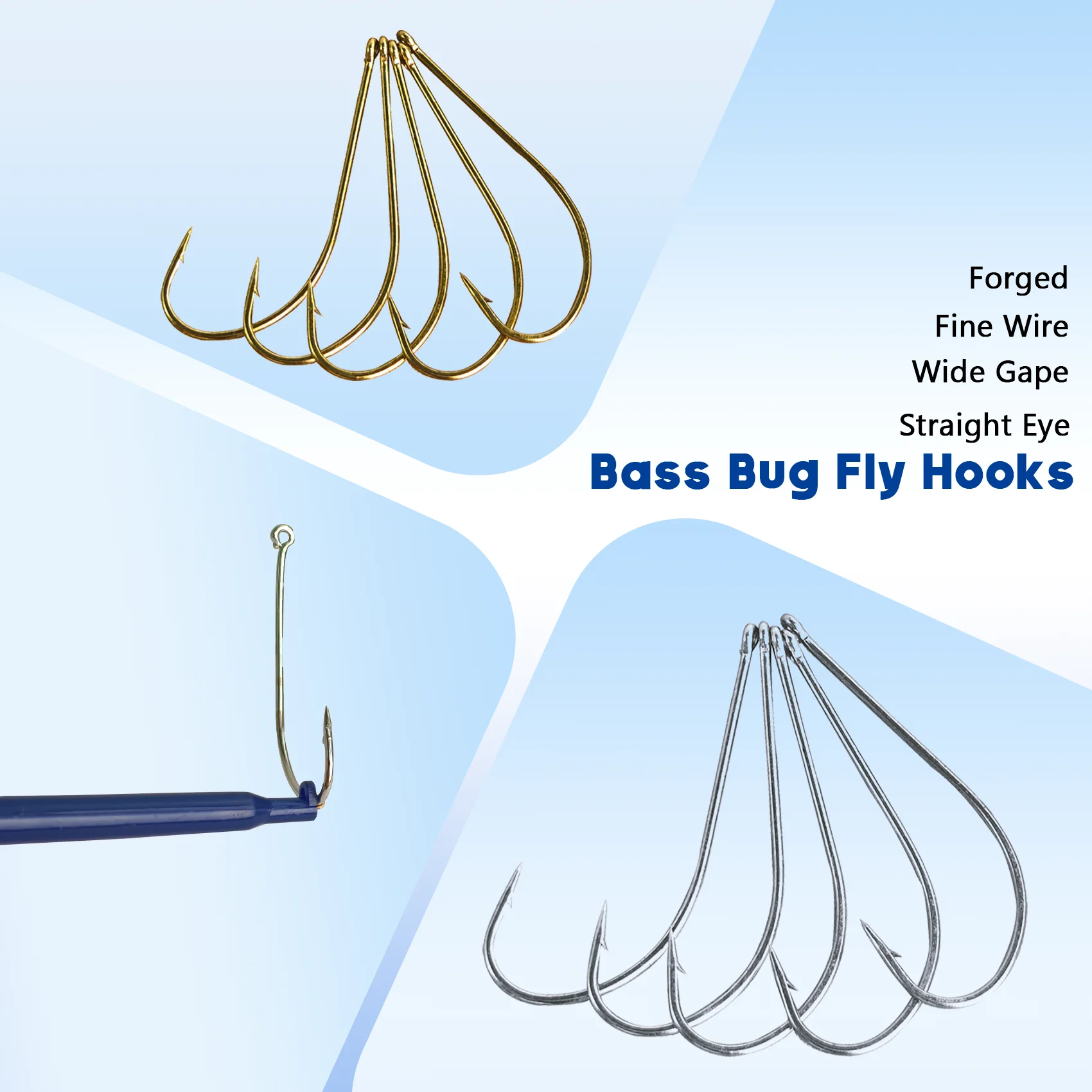 Aventik TMC-8089 Anzuelos de pesca con mosca para lubina, anzuelos de alambre fino de espacio ancho para moscas, serpentinas y insectos de lubina grandes - imagen 2