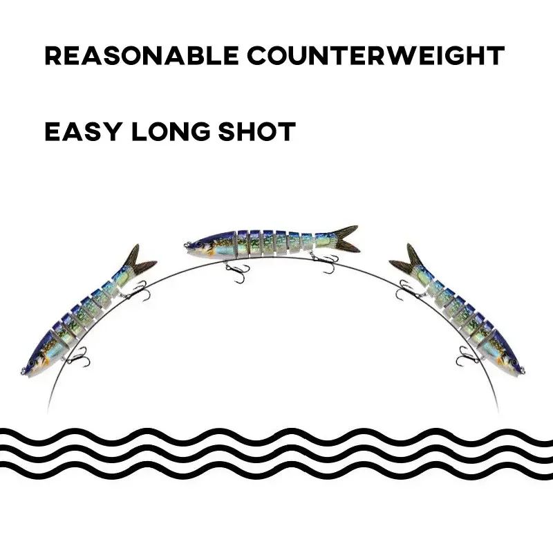 1 unidad de cebo duro Wobbler de pesca realista de 8 segmentos Swimbait Crankbait lento 135mm/19g Isca señuelo Artificial aparejos de pesca cebo duro - imagen 3