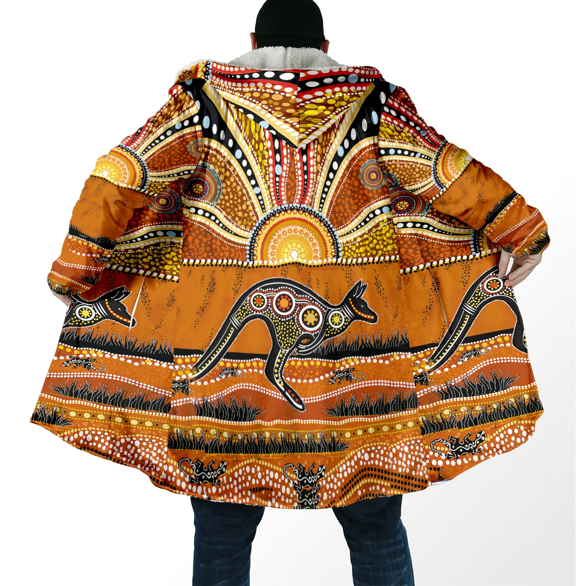 Capa unisex con capucha forro polar grueso estampado tortuga - imagen 3