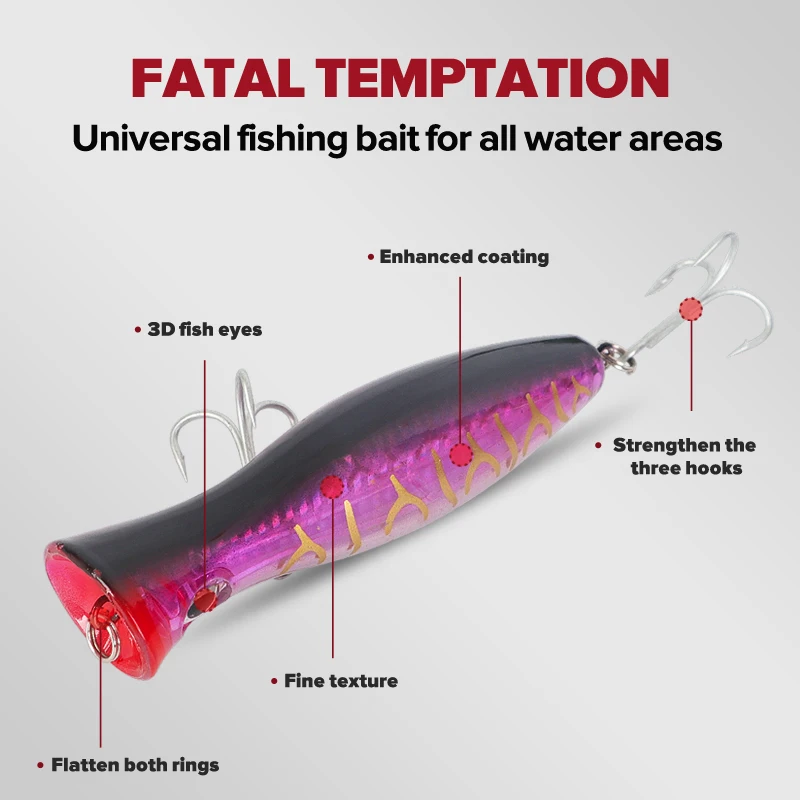Cebo Artificial flotante 2PC13C con tres ganchos, ojos 3D, adecuado para señuelo de pesca de lubina, cebo duro para pesca con caña - imagen 2