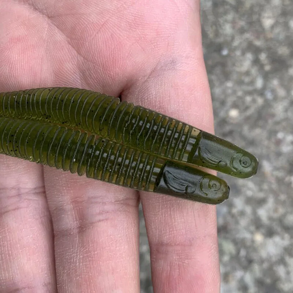 WALK FISH-Señuelos de Pesca con sonrisa, cebo suave, luz de baile, aguja de gusano, cola recta, flotante, lubina, 65mm, 85mm - imagen 4
