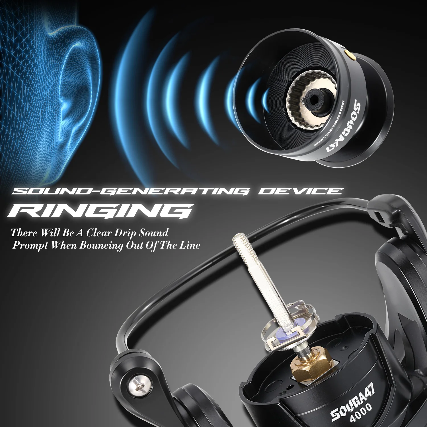 Carrete Spinning Sougayilang – Aluminio y manivela EVA para lubina y trucha - imagen 5