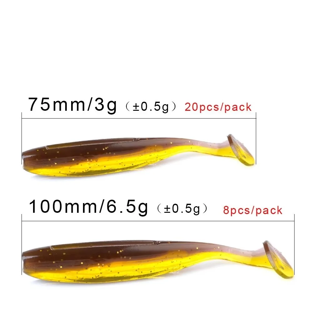 NGB 5/7.5/10cm Silicone Bait Worm T Tail Soft Fishing Lure 8-20pcs Jigging Artificial Fishing Bait Wobblers For Bass Pike - imagen 3