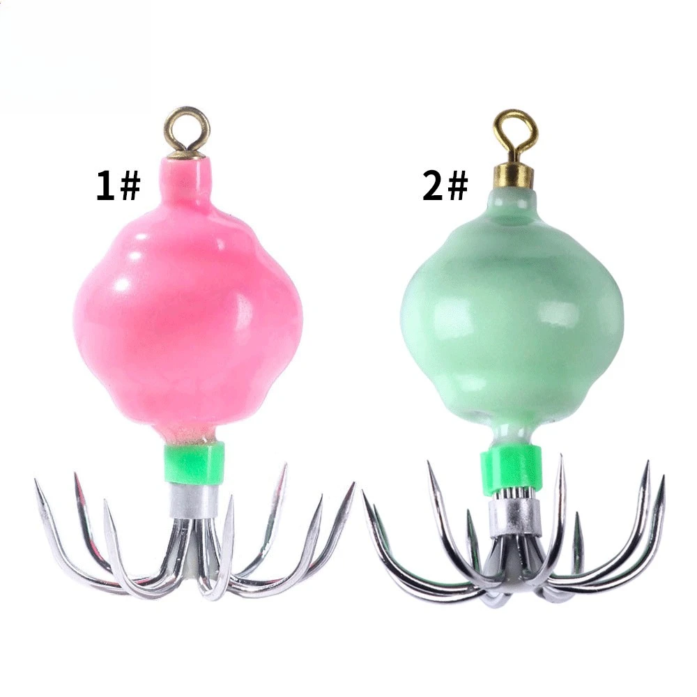 Aguja de calamar en caja de Color luminoso, cebo falso de madera para camarones, anzuelo de pesca de calamar, señuelo biónico para corredor de carretera - imagen 2