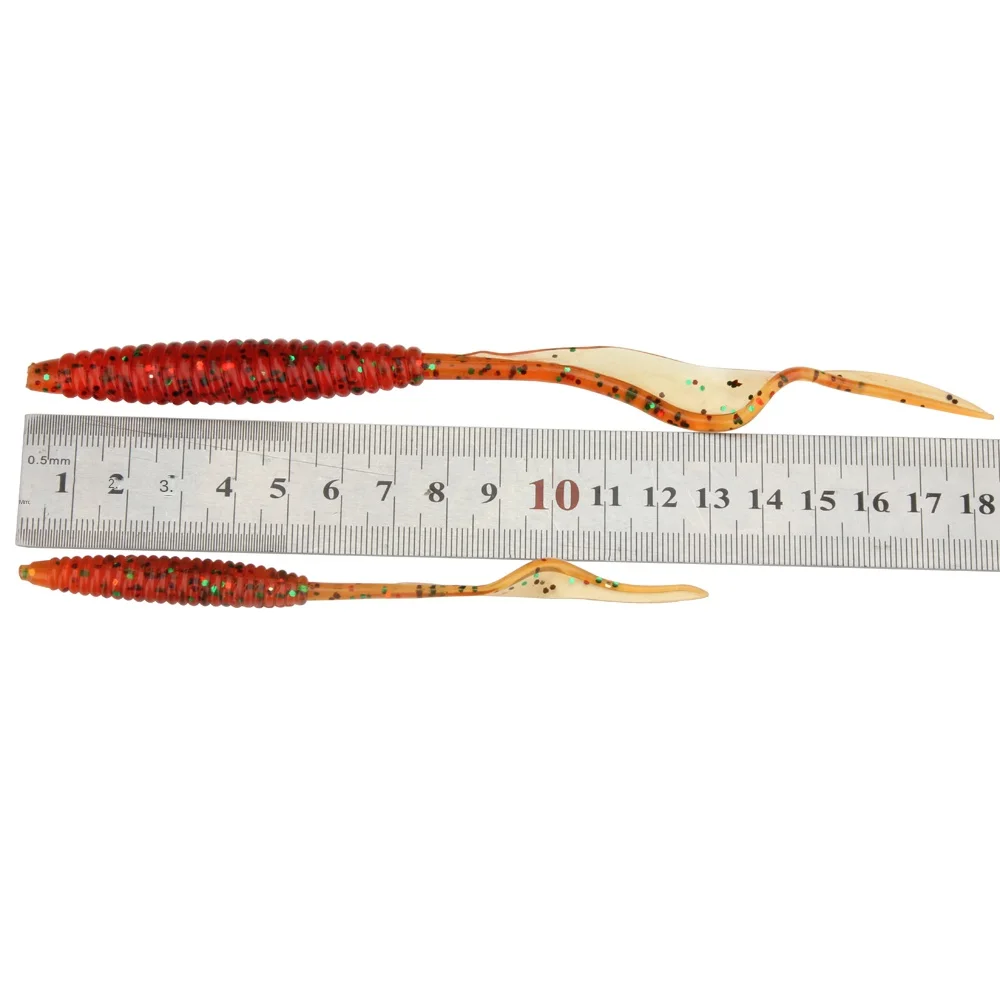 Spinpoler 18cm 13cm señuelo suave cebos de gusano cola larga Flexible 4 colores gusanos de tierra de silicona señuelo de pesca realista 5 unids/pack - imagen 3